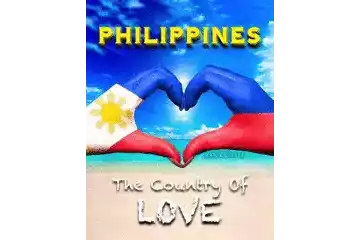 a poster that says philippines the country of love with two hands making a heart shape