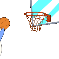 a cartoon of a penguin playing basketball with a hoop