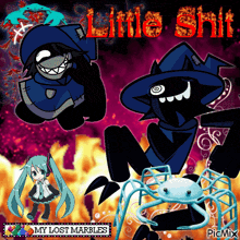 a picture of a cartoon character with the words little shit