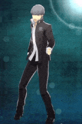 a man in a suit and white shirt is dancing in a video game