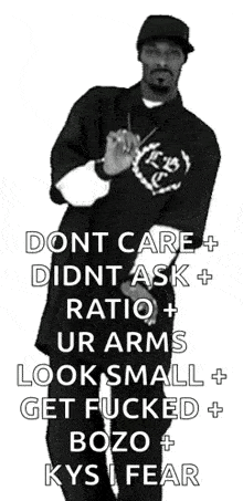 a black and white photo of snoop dogg with a caption that says dont care