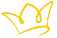 a yellow drawing of a crown with the letter m on it