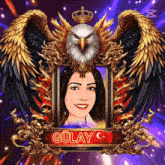 a picture of a woman in a frame with the name gulay