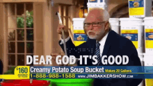 Jim Bakker Creamy Potato Soup Bucket GIF - Jim Bakker Creamy Potato Soup Bucket Dear God Its Good GIFs