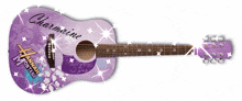 a purple guitar with charmaine written on the front