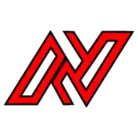 a red and black logo with the letter n in the middle