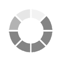 a gray circle with a white center is divided into sections