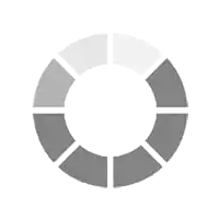 a gray circle with a white center is divided into sections