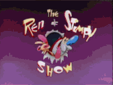a logo for the ren and stampy show with a purple background