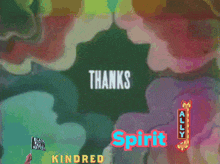 a sign that says thanks kindred spirit with a person holding a flag