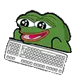 a frog is sitting on top of a white keyboard .