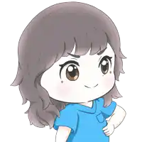 a cartoon drawing of a girl in a blue scrub top