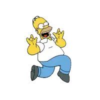 homer simpson is running with his mouth wide open