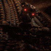 a dark room with a few pieces of metal and a few pieces of wood