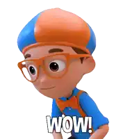 a cartoon character with glasses and a bow tie is saying wow