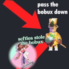 a poster that says pass the bobux down with a girl on a skateboard