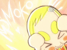 a cartoon drawing of a girl with her mouth open and her eyes closed