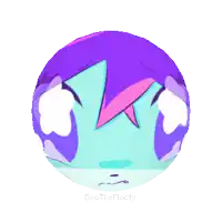 a purple circle with a flower on it and the words geothefloofy below it