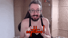 a man with glasses holds up a sign that says eepliboo