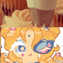 a picture of a girl wearing sunglasses and a picture of an ice cream cone with the caption picmix