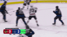 hockey players on the ice with a scoreboard that says prime monday night hockey