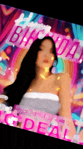 a woman is dancing in front of a sign that says ' birthday '