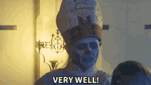 a man with a skull painted on his face is saying very well