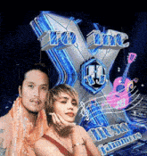 a man and a woman are standing in front of a sign that says xtreme