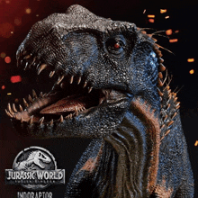 a statue of indoraptor from jurassic world