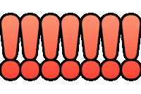a row of red exclamation points are lined up in a row
