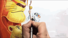 a person is drawing a picture of the lion king with a pencil