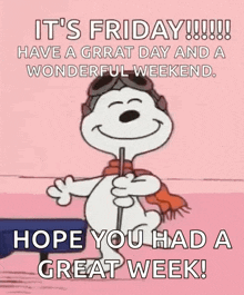 happy dance snoopy its friday have a great day have a wonderful weekend