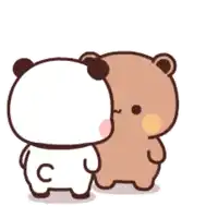 a cartoon of a panda and a brown bear kissing each other