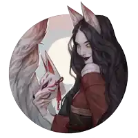 a painting of a woman holding a mask with a fox on it