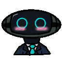 a cartoon of a robot with a suit and tie on .