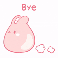 gummy rabbit pink bye see you later