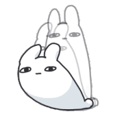 a black and white drawing of a rabbit with a reflection of it
