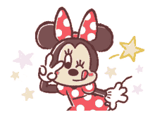 kawaii love minnie mouse peace sign cute