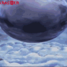 a purple sphere is floating in the air with the word character written in red