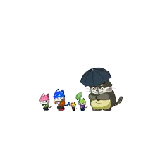 a cartoon of a cat with an umbrella