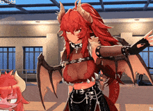 a screenshot of a video game shows a girl with red hair and wings