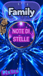a purple circle with the words family note di stelle