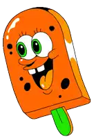 a cartoon drawing of spongebob on a popsicle sticking its tongue out