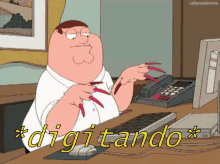 Unha Petergriffin Umafamiliadapesada Digitando Trabalhando GIF - Nails Peter Griffin Family Guy GIFs