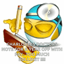 a smiley face with a doctor 's hat and glasses is holding a pencil