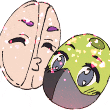 a drawing of a face with the number 3 on it next to another face