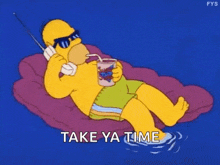 the simpsons homer simpson pool chill chilling