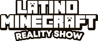 the latino minecraft reality show logo is black and white