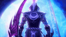 a video game character is standing in front of a full moon