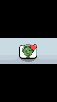 a green cartoon character with closed eyes and a nose